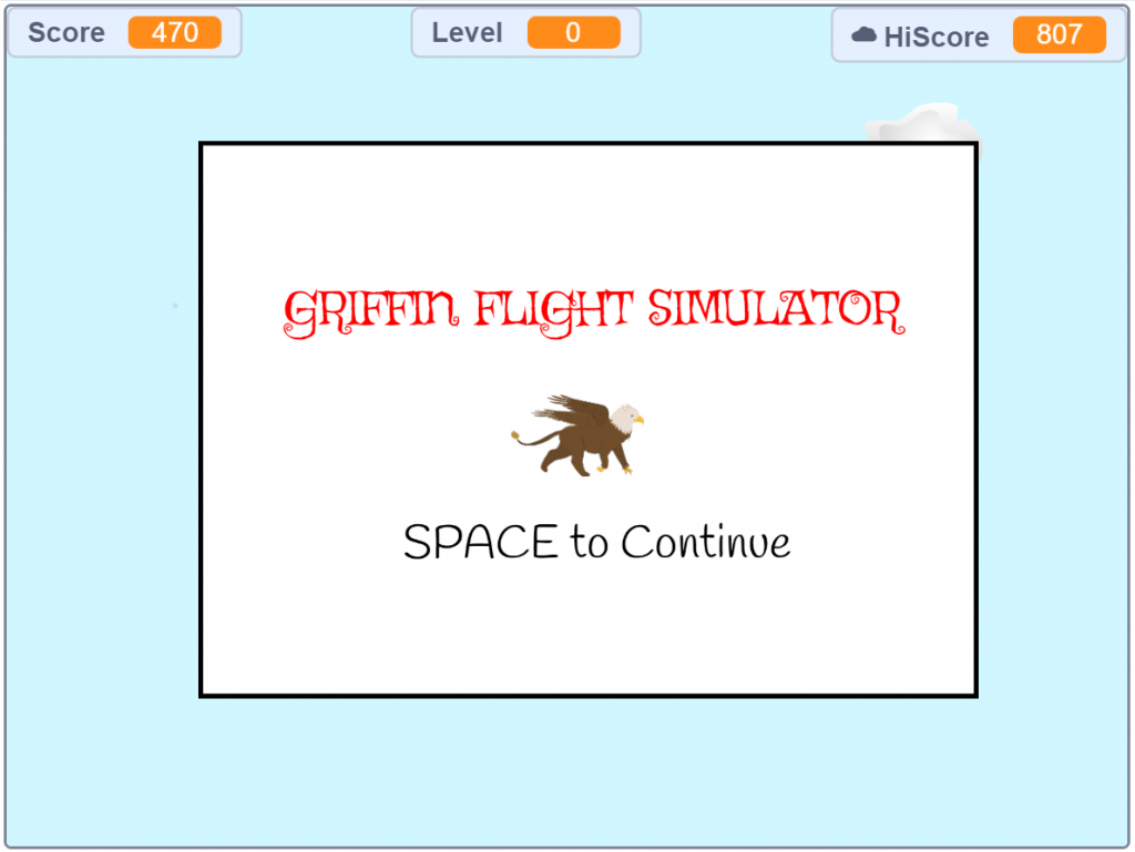 Screenshot of Griffin Flight Simulator game.